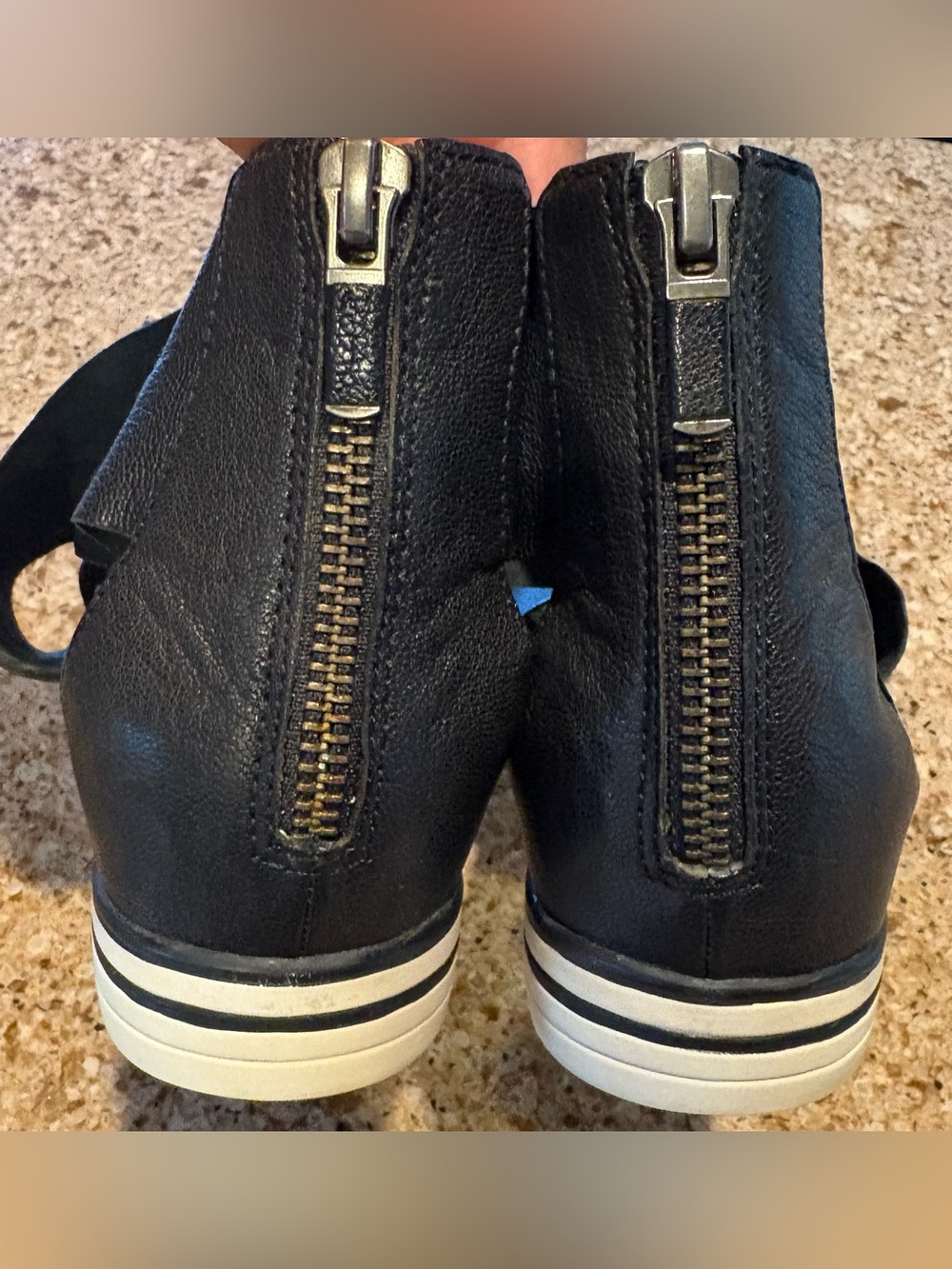 Eileen Fisher Black Leather Sport Tumbled Sneaker Sandal w Back Zipper Entry - 8 - Picture 8 of 10